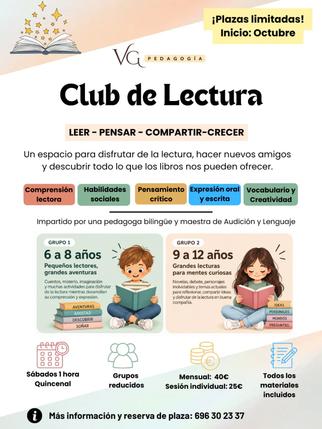 Cartel del Club de Lectura: leer, pensar, compartir y crecer