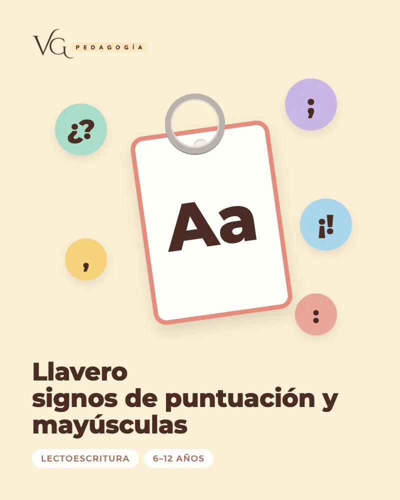 Portada de «Llavero signos de puntuación y mayúsculas», recurso en PDF de VG Pedagogía