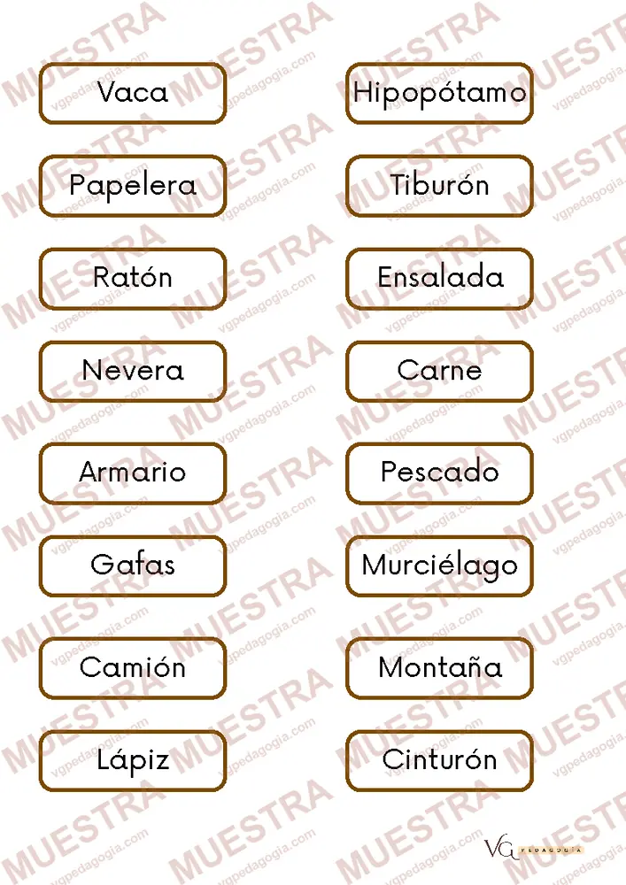 Página de muestra de «Delfín, tortuga o águila: ¿dónde va cada palabra?», con marca de agua