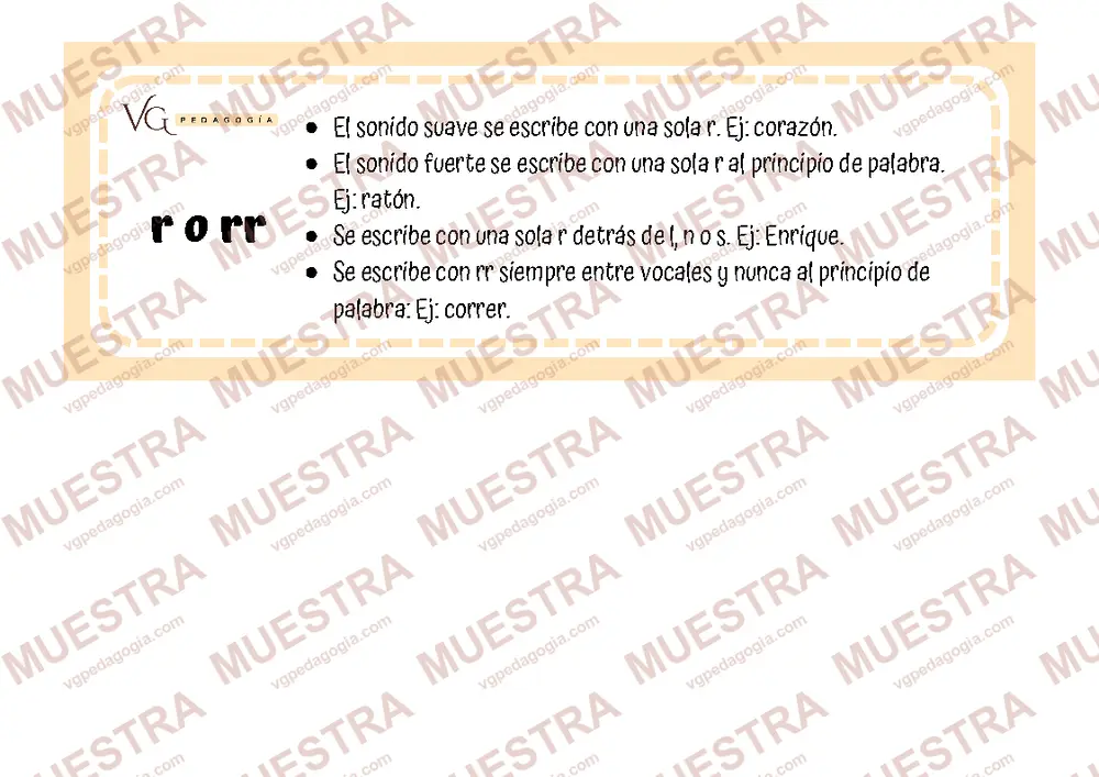 Página de muestra de «Llavero normas de ortografía», con marca de agua