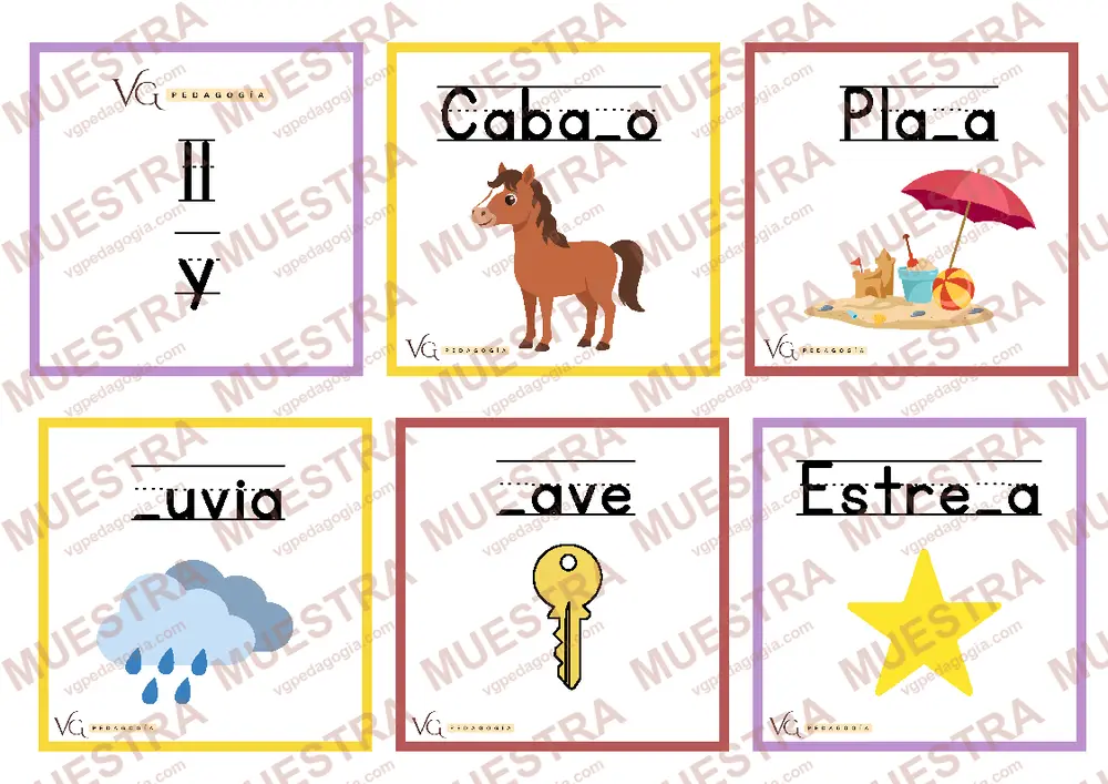 Página de muestra de «Tarjetas de ortografía», con marca de agua