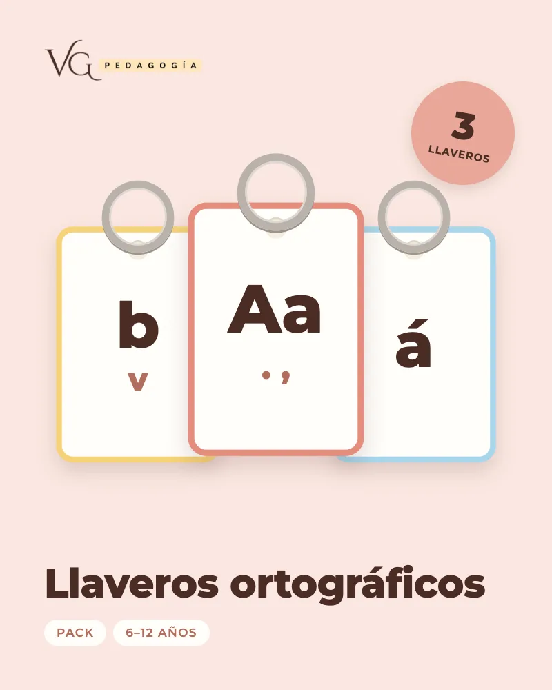 Portada de «Llaveros ortográficos», recurso en PDF de VG Pedagogía
